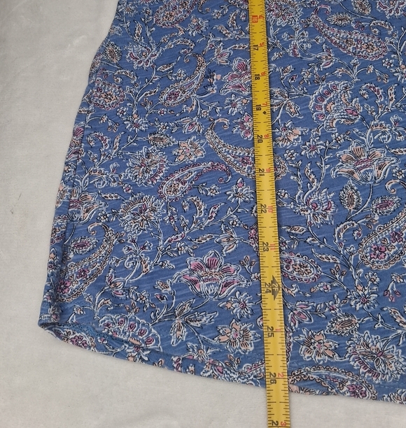J Jill Top Womens Blue Floral Paisley Elbow Sleeve Tee Classic Pima Cotton XL - Picture 10 of 12
